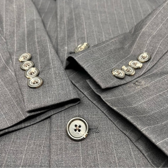 Lauren Ralph Lauren Blazer Sport Coat Size 42R Gray Pinstripe 2 Button 100% Wool - Picture 12 of 15